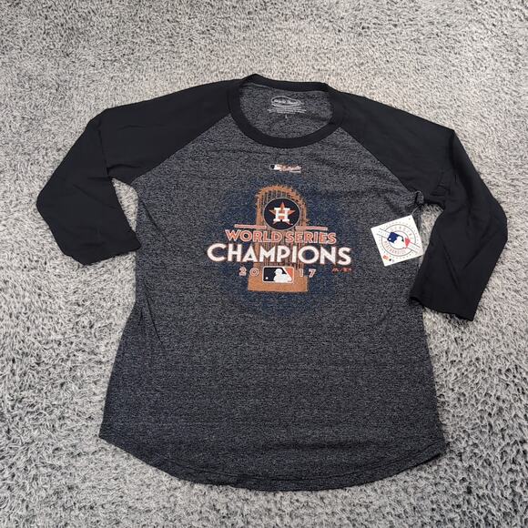 Houston Astros Shirt Men Large Blue 3/4 Sleeve MLB Baseball 2017 World Series - Picture 1 of 6